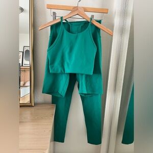3pc Girlfriend Collective Set - leggings, biker shorts, and bra